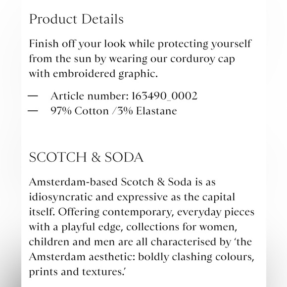 NWT SCOTCH & SODA Embroidered-Graphic Corduroy Cap Kids Size Medium - Picture 3 of 7